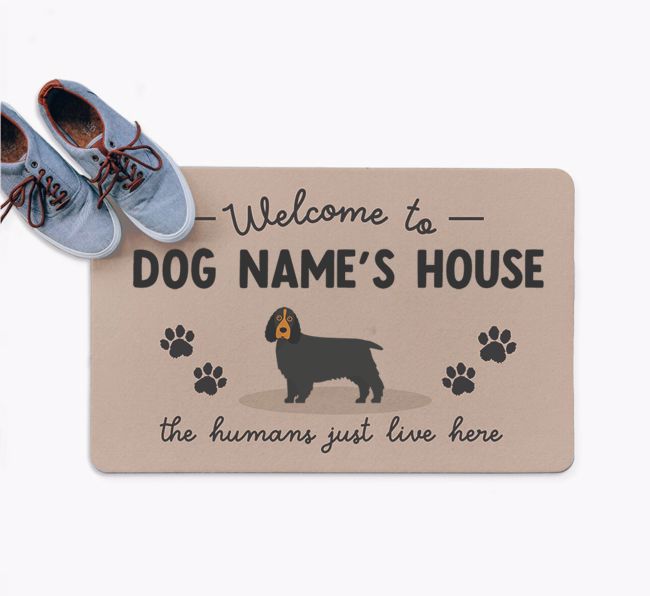 The Humans Just Live Here: Personalised {breedFullName} Doormat